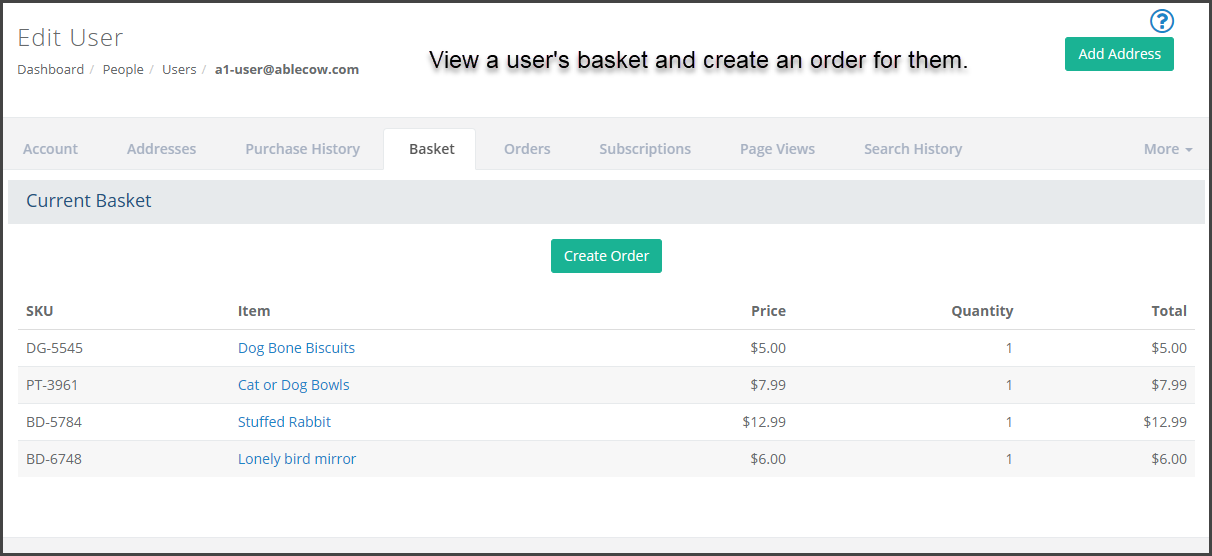 Create Order for User